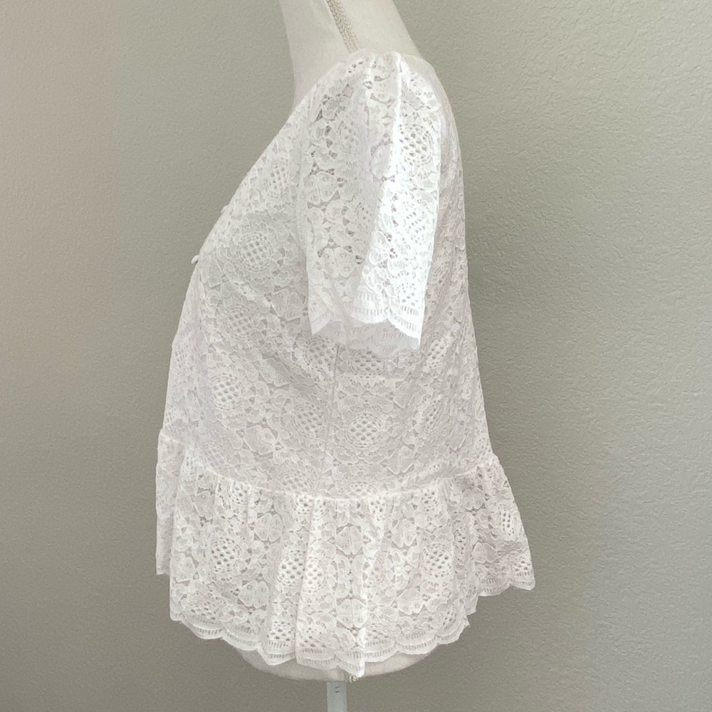 NWT Loft white lace peplum top blouse - Picture 7 of 9